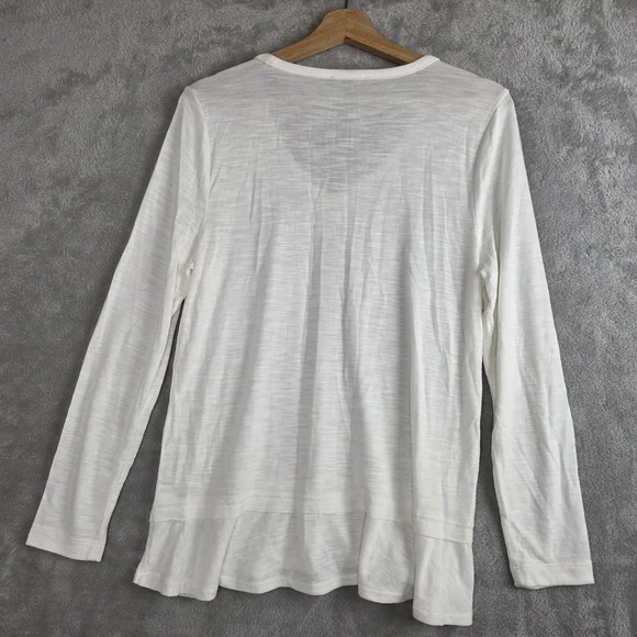 J. Crew Mercantile Cream Fitted Peplum Blouse Long Sleeve - Picture 2 of 7